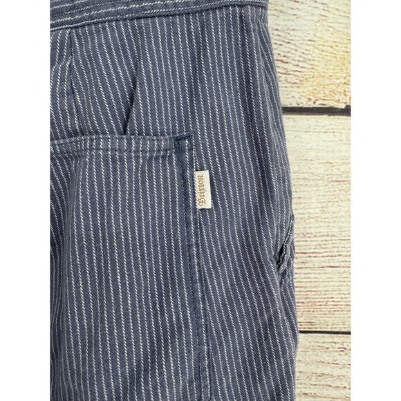 Brixton Hickory Striped Coveralls Jumpsuit Womens XS Blue White Button Front - Picture 6 of 14